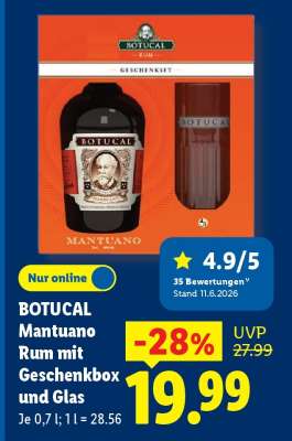 BOTUCAL Mantuano Rum mit Geschenkbox und Glas