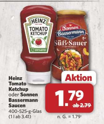 Heinz Tomato Ketchup oder Sonnen Bassermann Saucen