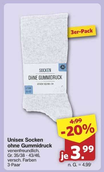 Unisex Socken ohne Gummidruck