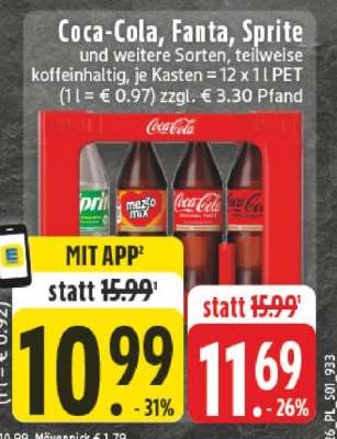 Coca-Cola, Fanta, Sprite und weitere Sorten