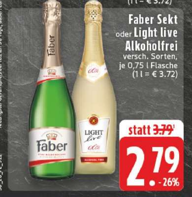 Faber Sekt oder Light Live alkoholfrei