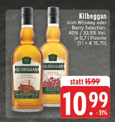 Kilbeggan Irish Whiskey oder Berry Selection