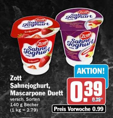 Zott Sahnejoghurt, Mascarpone Duett