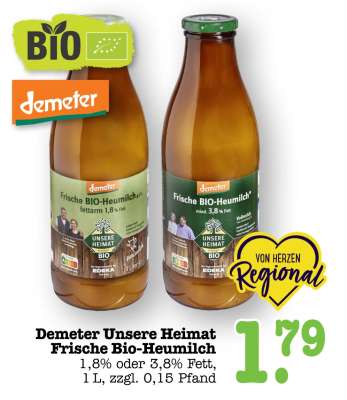 Demeter Unsere Heimat Frische Bio-Heumilch