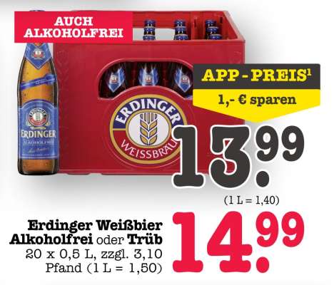 Erdinger Weißbier Alkoholfrei oder Trüb