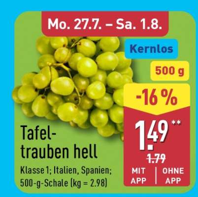Tafeltrauben hell