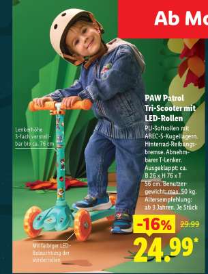 PAW Patrol Tri-Scooter mit LED-Rollen
