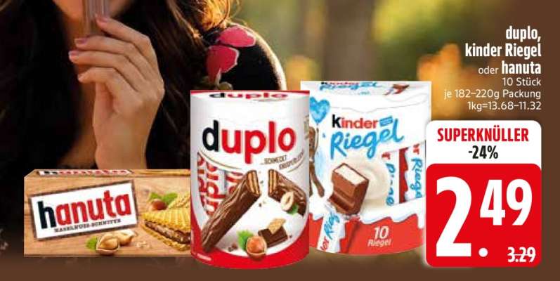 duplo, kinder Riegel oder hanuta