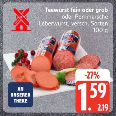 Teewurst fein oder grob oder Pommersche Leberwurst