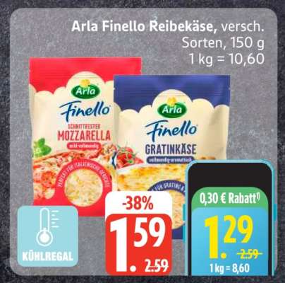 Arla Finello Reibekäse, versch. Sorten