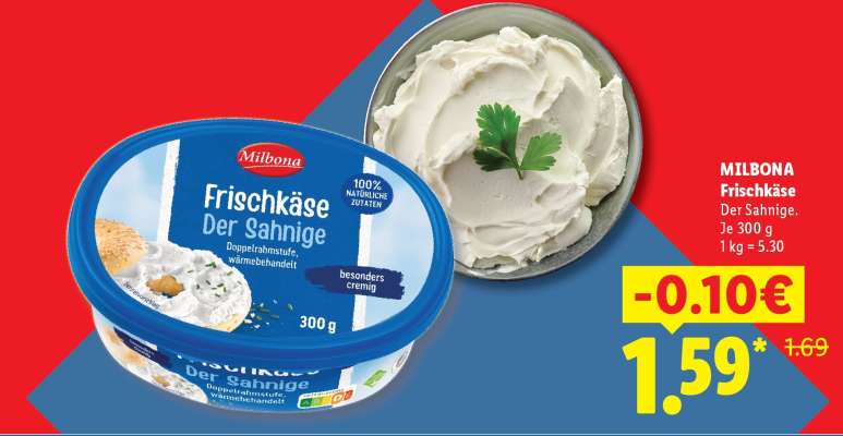 Milbona Frischkäse Der Sahnige