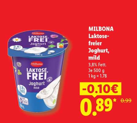 Milbona Laktose-freier Joghurt, mild