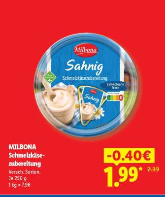 Milbona Schmelzkäsezubereitung