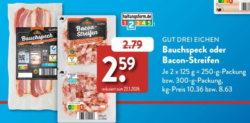 Bauchspeck oder Bacon-Streifen