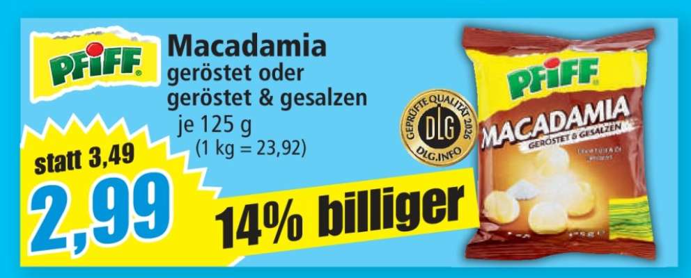 Macadamia geröstet oder geröstet & gesalzen