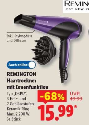 REMINGTON Haartrockner mit Ionenfunktion