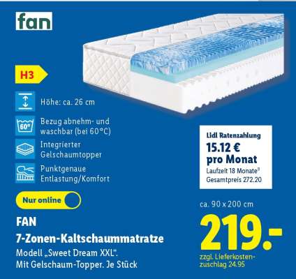 Fan 7-Zonen-Kaltschaummatratze