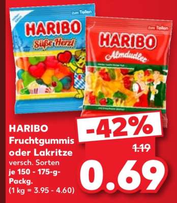HARIBO Fruchtgummis oder Lakritze