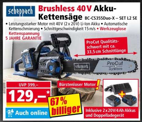 Brushless 40 V Akku-Kettensäge