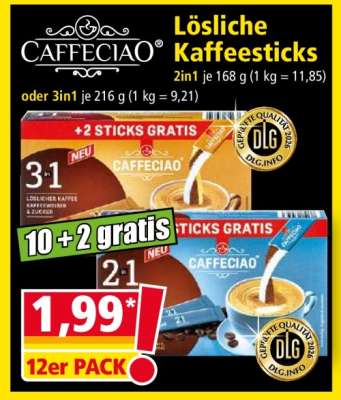Lösliche Kaffeesticks