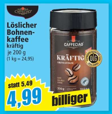 Löslicher Bohnenkaffee kräftig
