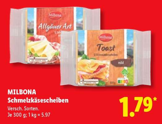Milbona Schmelzkäsescheiben
