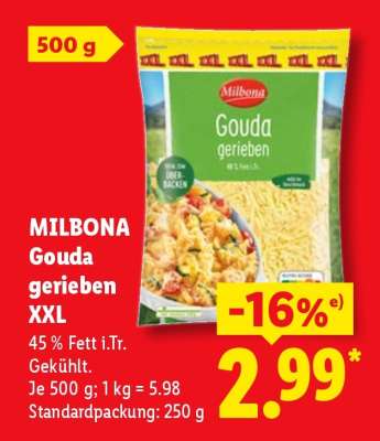 MILBONA Gouda gerieben XXL
