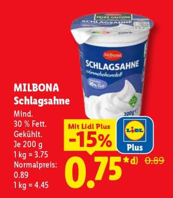 Milbona Schlagsahne