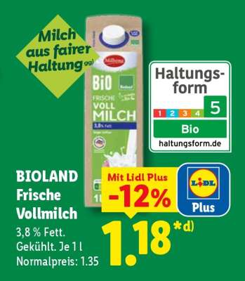 Bioland Frische Vollmilch