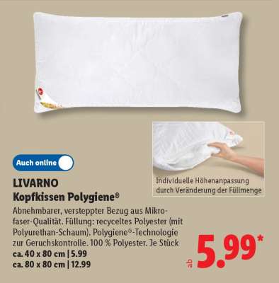 LIVARNO Kopfkissen Polygiene®