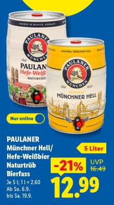 PAULANER Münchner Hell/Hefe-Weißbier Naturtrüb Bierfass