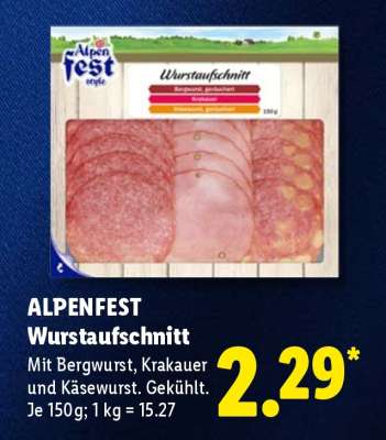 Alpenfest Wurstaufschnitt