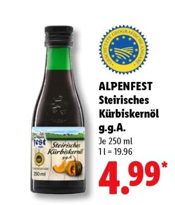 ALPENFEST Steirisches Kürbiskernöl g.g.A.