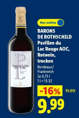 BARONS DE ROTHSCHILD Pavillon du Lac Rouge AOC, Rotwein, trocken