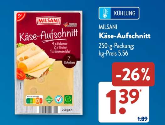 MILSANI Käse-Aufschnitt