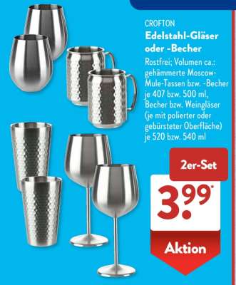 CROFTON Edelstahl-Gläser oder -Becher