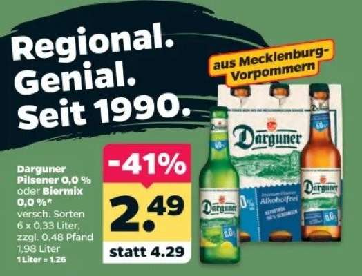 Darguner Pilsener 0,0% oder Biermix 0,0%