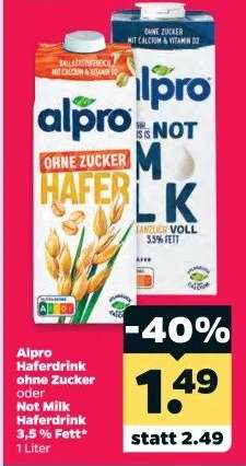 Alpro Haferdrink ohne Zucker oder Not Milk Haferdrink