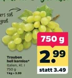 Trauben hell kernlos*