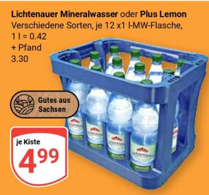 Lichtenauer Mineralwasser oder Plus Lemon