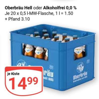 Oberbräu Hell oder Alkoholfrei 0,0%