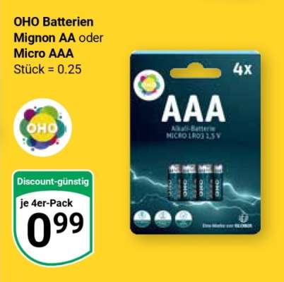 OHO Batterien Mignon AA oder Micro AAA