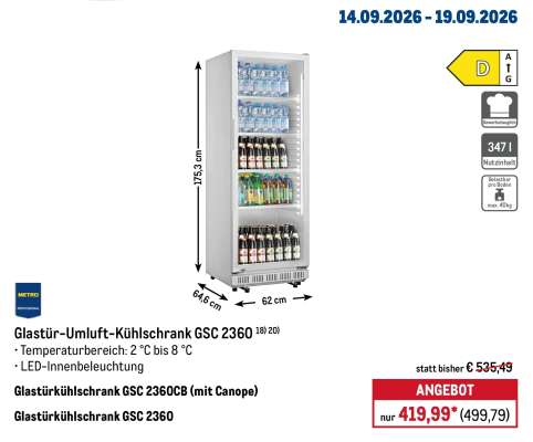 Glastür-Umluft-Kühlschrank GSC 2360