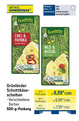 Grünländer Schnittkäse-Scheiben