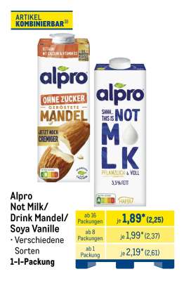 Alpro Not Milk/Drink Mandel/Soya Vanille