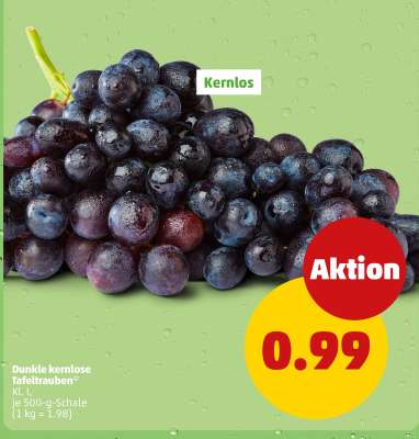 Dunkle, kernlose Tafeltrauben