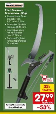 2-in-1 Teleskop-Baumschere-/Säge