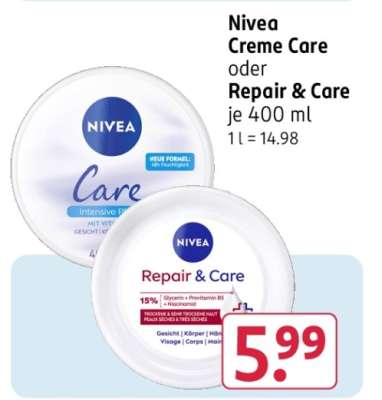 Nivea Creme Care oder Repair & Care