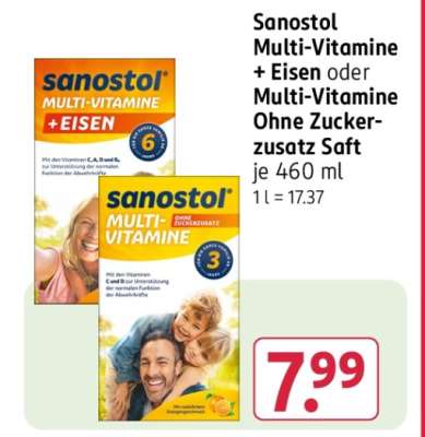 Sanostol Multi-Vitamine + Eisen oder Multi-Vitamine Ohne Zuckerzusatz Saft