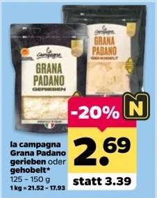 la campagna Grana Padano gerieben oder gehobelt